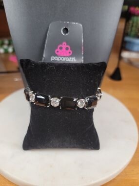 Paparazzi Black and White Faceted Stretch Bracelet